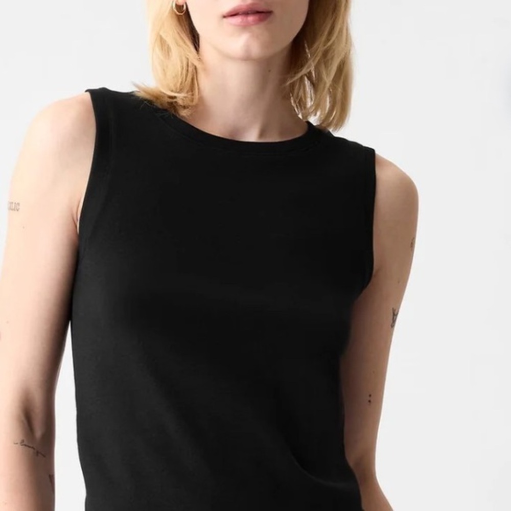 🎭🥑GAP Modern Shell Tank Top Black Cotton Modal Blend Large